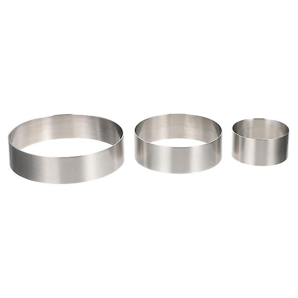 3pcs Stainless Steel Mousse Molds Baking Tools Round Cake Making Molds (silver)Silver10X10X2.5CM