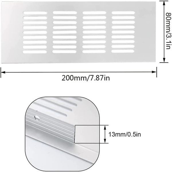 2 stk Rektangulære Ventilasjonsdeksel Sølv Aluminium Ventilasjonsrist For Bakre Ventilasjon I Arbeidsflater Skrivebord Hyller Dører (80200)