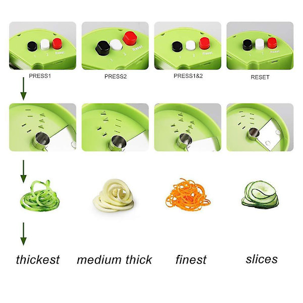 Grønnsaksjern 4 i 1 Spiraljern Grønnsaksjærer Fruktsjærer Potetsjærer Løkhakker Matkutter For Pasta Zucchini Agurk Gulrot Pumpe