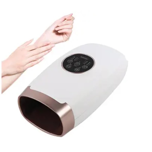 Trådløs elektrisk håndmassasjeapparat med kompresjon, 6 nivåer trykkpunktterapimassasjeapparat for leddgikt, smertelindring, karpaltunnel og nummen finger