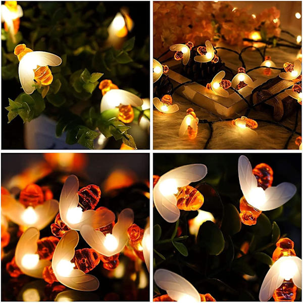 Bee Dubbel-läge LED-trädgårdsbelysningssträng 6,5m 30 varmvita lampor 1p