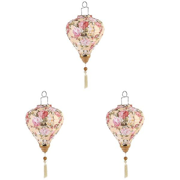 4 stk Blomstermønster Lanterne Vietnam Lanterne Mid-høst Silke Lanterner For Utendørs 3stk 53X19CM 3pcs 53X19CM