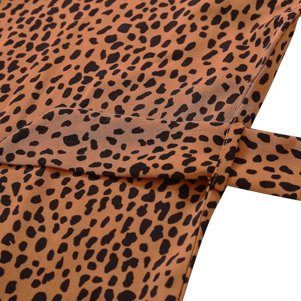 Kvinnors Klänning Långärmad Höst Rund Hals Leopardmönstrad Knyt i Midjan Klänningar Kjolar MKhaki Khaki M