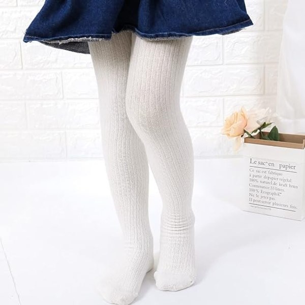 Tights för flickor Toddler bomullsfotiga leggings för baby Strumpbyxor Vita dansstrumpor för flickor 105 (rekommenderad höjd på 100-110 cm)