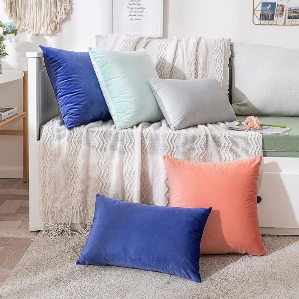 Sæt af 2 Dekorative Fløjls Pudebetræk Sofa Pudebetræk Super Glat Blød Behagelig Dekoration Hjem Stue Soveværelse Til Sofa 40x40cm Amber Y