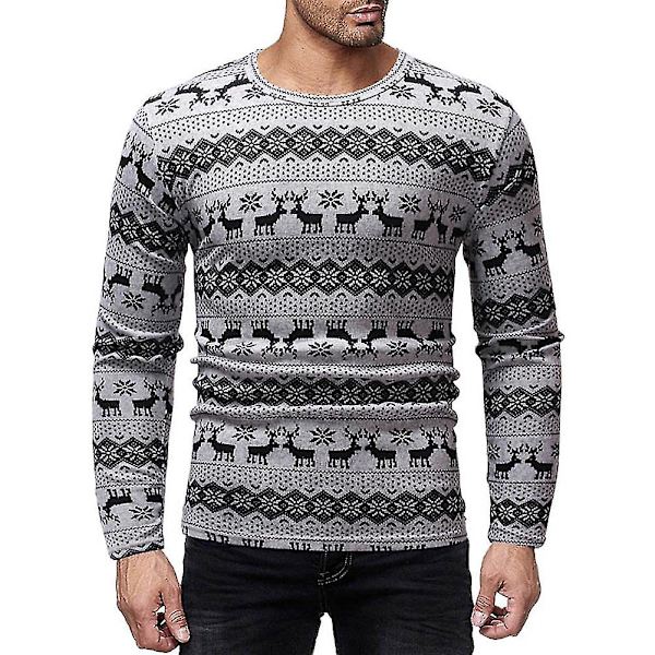 Herrar Tryckta T-shirts Rund Hals Långärmad Slim Fit Pullover Toppar För Våren 2XL 2XL