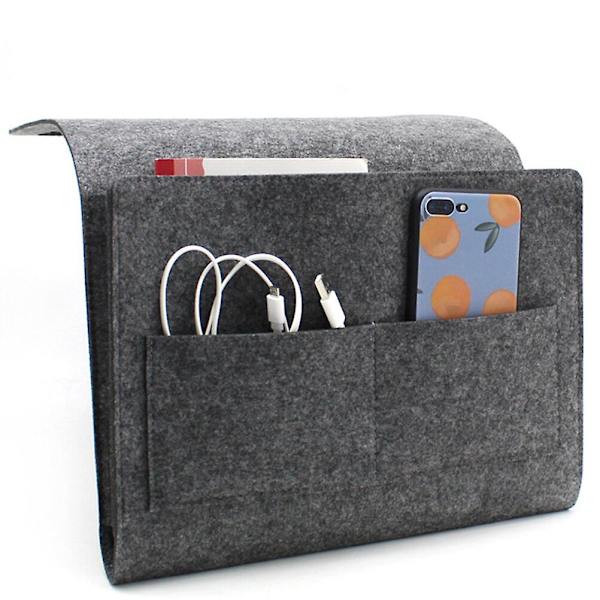 Hængende Opbevaringsposer Sengeside Opbevaringsarrangør Stol Caddy Lommer Filt Hængende Organiseringspose Grå 32x24cm Grey 32x24cm