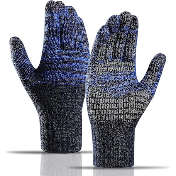Vinterstickade Vantar, Pekskärm Varma Vantar, Varma Heläckande Fleece Vantar - Marinblå Navy