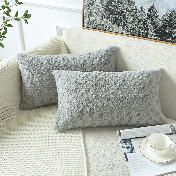 2-pack kuddfodral 30 X 50 cm Mjuka dekorativa kuddfodral för soffa sovrum svart och vitt