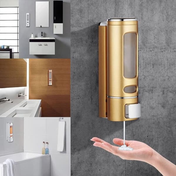 Vægmonteret sæbedispenser sæt med 2, 400 ml shampoo- og håndsæbedispenser til badeværelse, køkken, hotel, kontor, guld