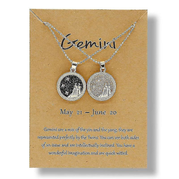 2 st/set Stjärntecken Mynt Kedja Hänge Halsband Födelsedag Par Smycken5 Gemini 5 Gemini