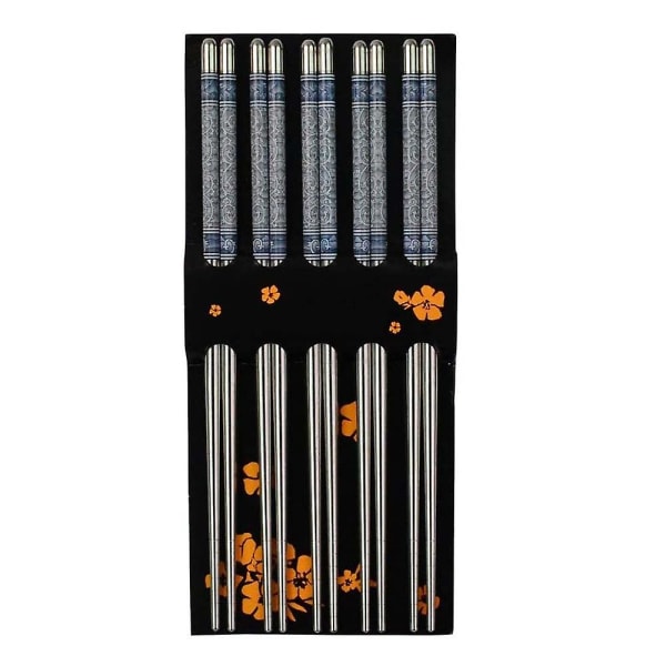 5 Pairs Of Chopstick Chopsticks Made Of Stainless Steel Chopsticks Slide -resistant Cutlery Made Of Stainless Steel With Thread