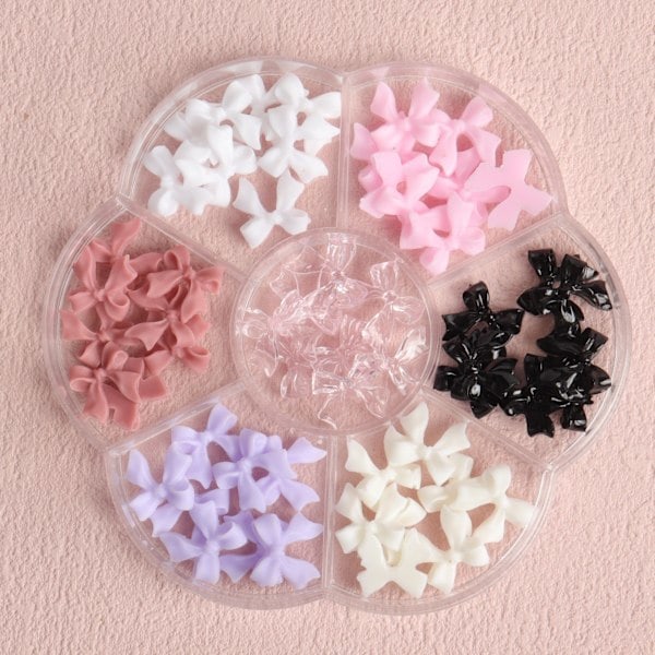 Färgglada rosett nageldekorationer plommonblomma låda kristall, 3D rosett färgglada nagelhänge set