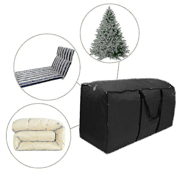 Stor bæretaske til opbevaring af havemøbelhynder, vandtæt sort (Størrelse: 122cm*39cm*55cm)