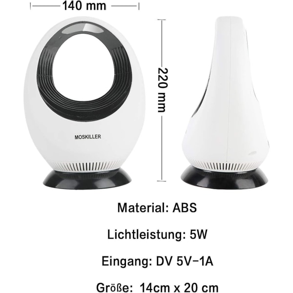 USB-driven Myggdödande Lampa, Myggdödande Lampa, Elektrisk Myggdödare, Ljudlös, Strålningsfri, LED Inomhus Myggfälla