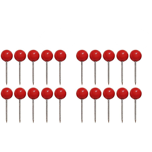 1500 st Push-stift med rund bollhuvud och rostfritt spets för kontor, hem, hantverk, DIY-märkning (röd) 1000 P