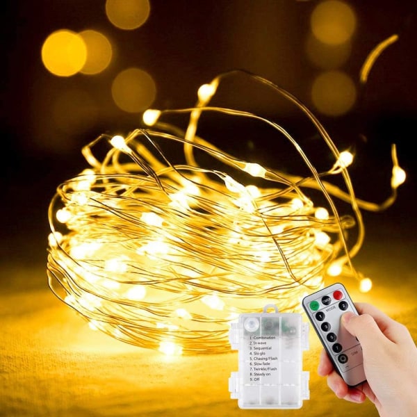 Fejelygter, Sæt af 5M 50LED Batteridrevne Fejelygter, Indendørs Udendørs Kobbertrådstrenglys, Dekoration til Soveværelse, Have, Bryllup, Fest