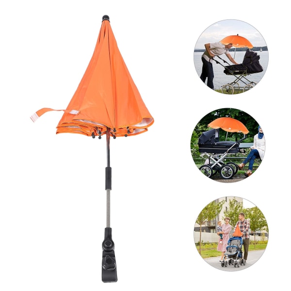 Barnvagnsparasoll med klämma UV-skydd Barnvagnsparasoll Solskydd Orange 78x66cm Orange 78x66cm