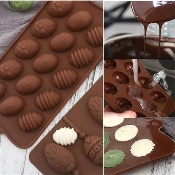 2 stycken påsk silikon molds Ägg Kanin Korg Form Kaka Choklad Form Set för bakning