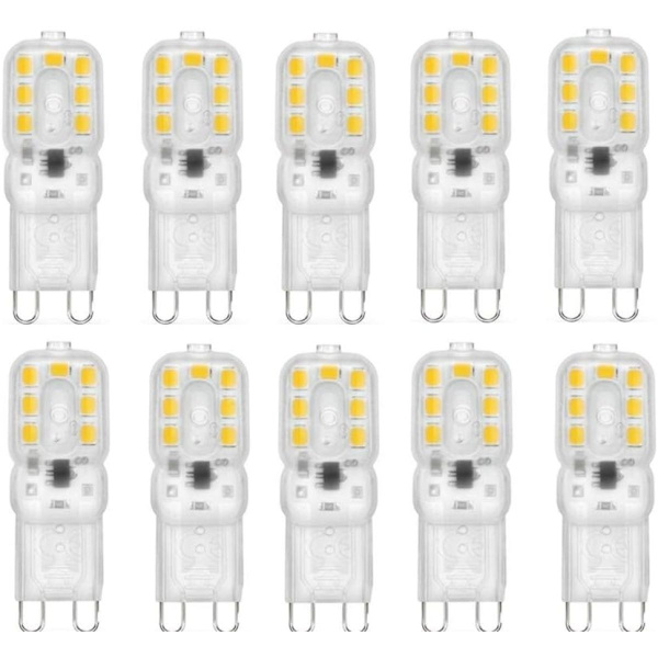 G9 3W LED-lampor G9 Bi-Pin-sockel 3W 110V Varmvit LED-lampor för landskapsbelysning, 10-pack, Klar kupa