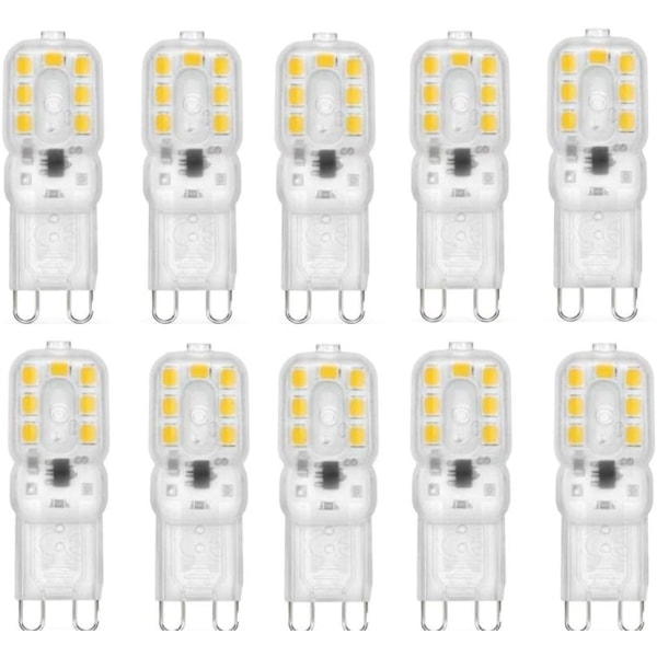 G9 3W LED-lyspærer G9 Bi-Pin-sokkel 3W 110V Varmhvite LED-pærer for landskapsbelysning, pakke med 10, Klart deksel