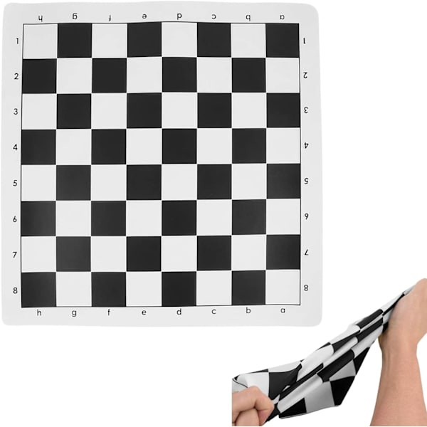 Sort og hvid - 43*43cm skakspil, rullet skakspil, bærbar skakmåtte, børneskakspil tilbehør til voksne, sort og hvid