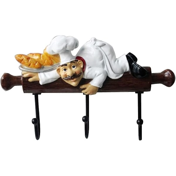 Fat Chef Dekoration Söta Hemkök Restaurang Bageri Dekorativ Kock Med Bröd Figur Väggkrokar Ugn Handskar/hatt/keps/rock/förkläde Väggmonterad Rackkrok
