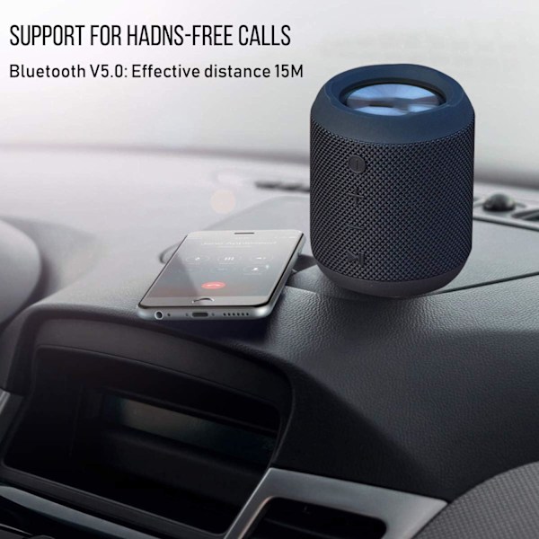 Portabel Bluetooth-högtalare, 5W Vattentät Bluetooth-högtalare HD-ljud, Bluetooth 5.0-högtalare Dubbeldrivare med 360° Ljud - Svart