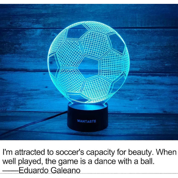 3D Fotball Lampe Gaver til Gutter Jenter Rom, Nattlys Leker Nattbordsdekor Gaver til Barn Baby, 7 Farger Endrende Nattlys med Smart Kontr