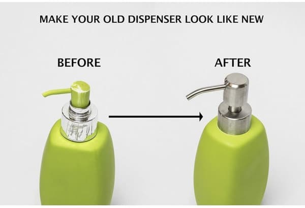 Sæbedispenserpumpe i rustfrit stål, 304 børstet lotionpumpehoved med skærbar slange til flasker af plast, glas og keramik