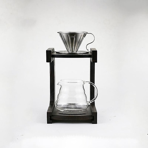 Manuell Häll-över-kaffedrippfilterkopp Träfäste Kaffestativ
