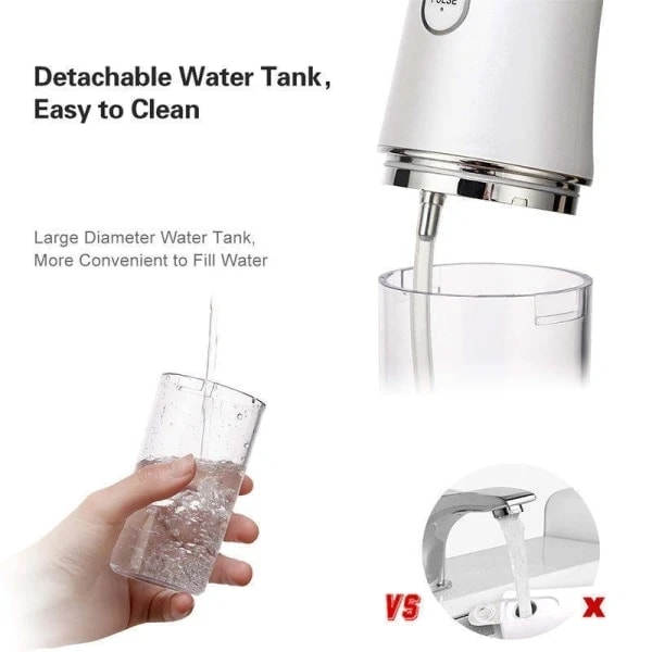 RYI.Spotlight Waterpik Ammattimainen Suuvesisuihku - Kannettava Hammaslankain Puhtaampi Terveempiin ja Valkoisempiin Hampaisiin - Valkoinen