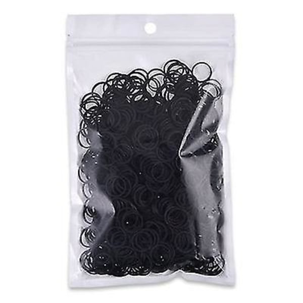 1000 mini gummibånd, blødt elastisk bånd med gummibånd, velegnet til børns sorte fletninger black
