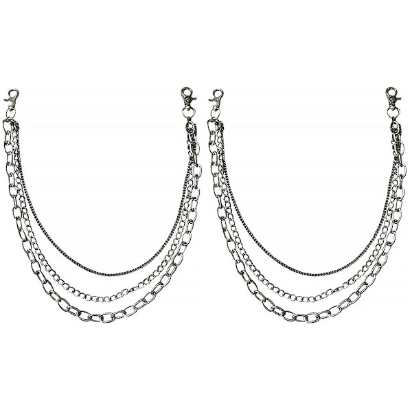 3 kpl Monikerroksinen Seoskoristeketju Trendikäs Housuketju (hopea) 2 kpl 71 cm 2 pcs 71cm