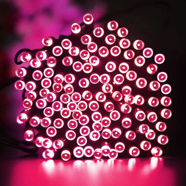 22m Solcellelyslenke 200 LED 8 Lys Spill Lyslenke Ideell For Fest, Bryllup, Bursdag Og Utendørs Hage (Rosa)