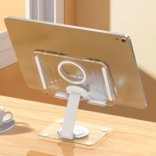 Ny Design Akryl Tablettholder 360 Rotasjon Bærbar Telefonholder Sammenleggbar Justerbar Holder_xrzi White