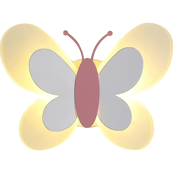 Indvendig væglampe Led sød sommerfugl væglampe til indretning i børneværelset, sengelampe, indre natlys, (varmt hvidt lys)