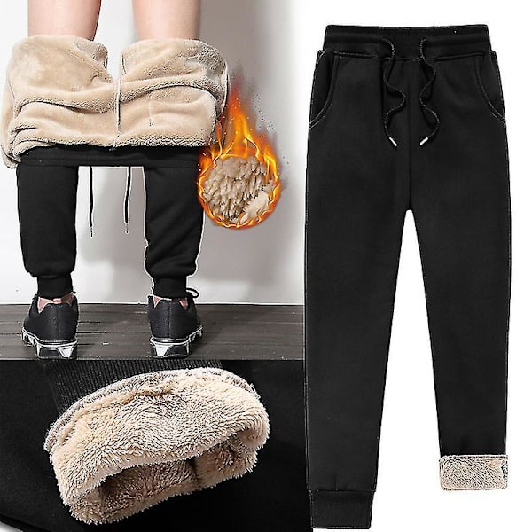 Herrar Fritidsbyxor Fleecefodrade Tjocka Byxor Casual Lösa Varma Joggingbyxor För VinterL L