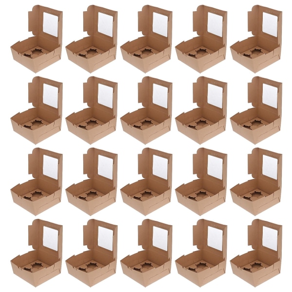 25 stk Økologiske Papir Emballasjebokser Baking Muffin Bokser Med Innsatser Cupcake Beholdere Holder Pa Kraft Paper 25pcs