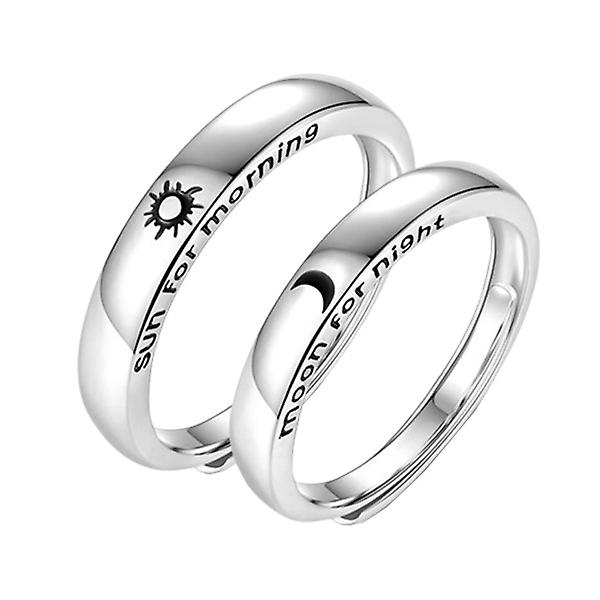 2pcs Creative Couple Rings Decorative Rings Open Design Ring Jewelry (silver)Silver2x0.3cm