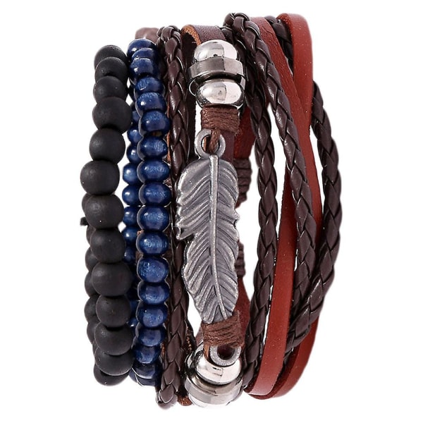 Flätade Armband Män Kristallpärlor Armband Kvinna Läderarmband Kvinna Vävd Handledskedja Män Handled Assorted Color 7x7cm