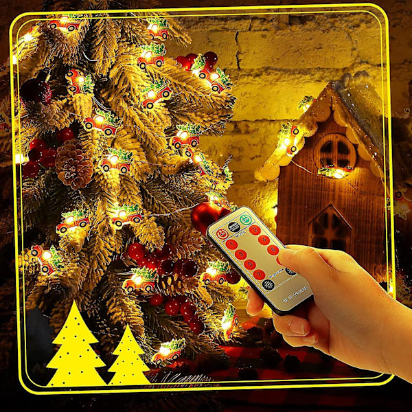Julelys LED-streng 6,5 fot 20 LED-er Julelys Fe-lys Rød lastebil Lys Batteridrevet 8 blinkemodus Garland Lys Dekor Med Fjernkontroll For