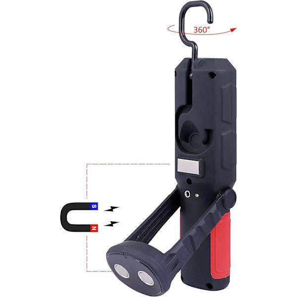 COB LED Camping Lampe med USB-kabel Håndfri arbeidslys Lommelykt med krok og magnetfeste Lommelykt for bil Garasje Nødverksted 726201
