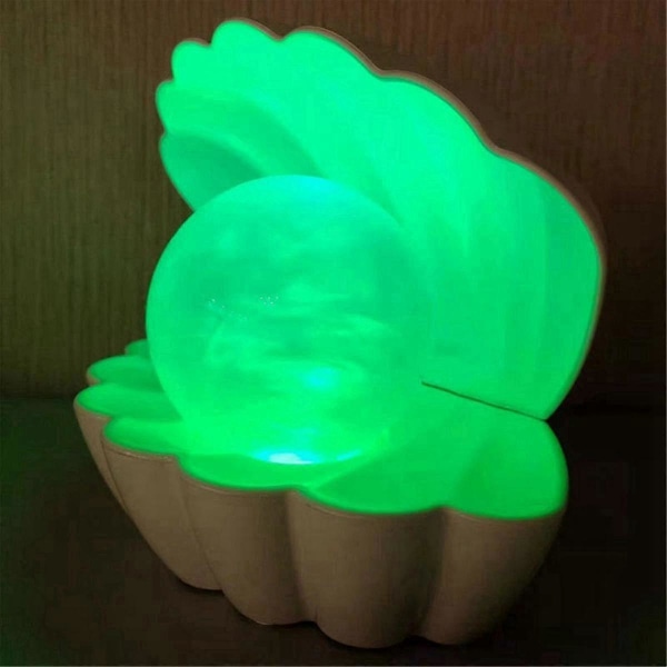 Perle Skal Natlampe Farveskiftende LED Muslingeskallampe Skrivebord Dekorativt Lys Soveværelse Sengelampe Skal Gave-God As Shown