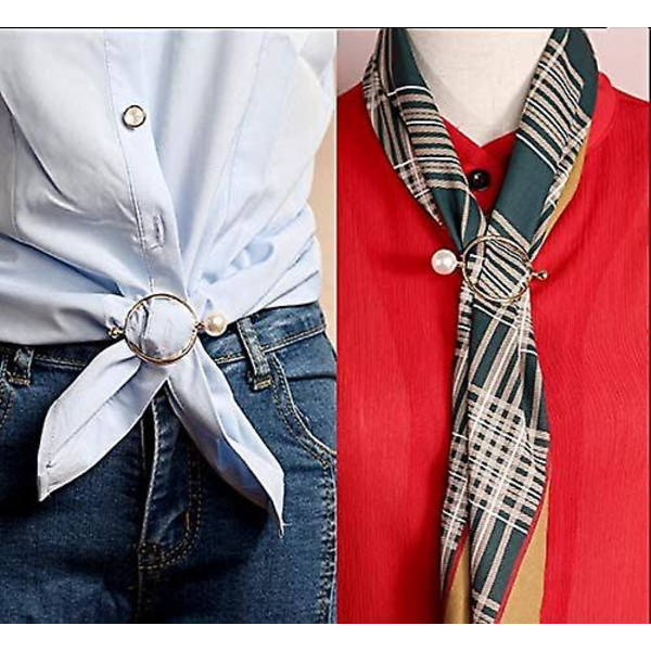 Zinklegering Pärlor Rund Scarfsring, pärlring Scarf Clip Spänne, används för att fixera dina kläder, scarfar (5st, Guld)