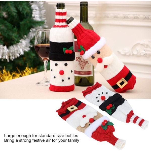 Julevinflaskesett, 2-delt julestrikket genser vinflaskesett, julepynt, festdekorasjoner