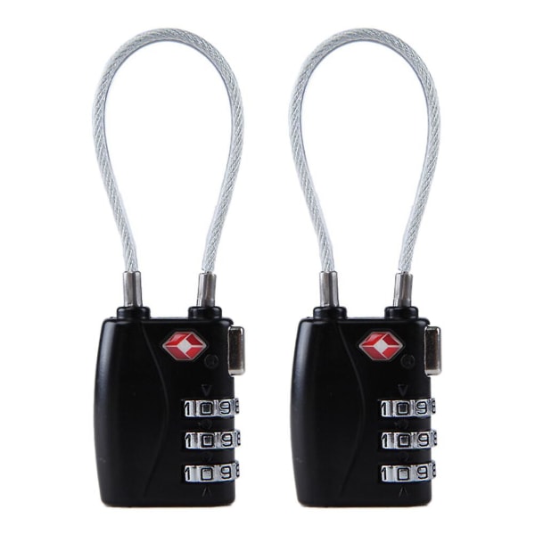 2 stk Rejsebagage Låse Bagage Låse TSA Lås Låse Kuffert Resettable Låse Sort 2 stk Black 2pcs