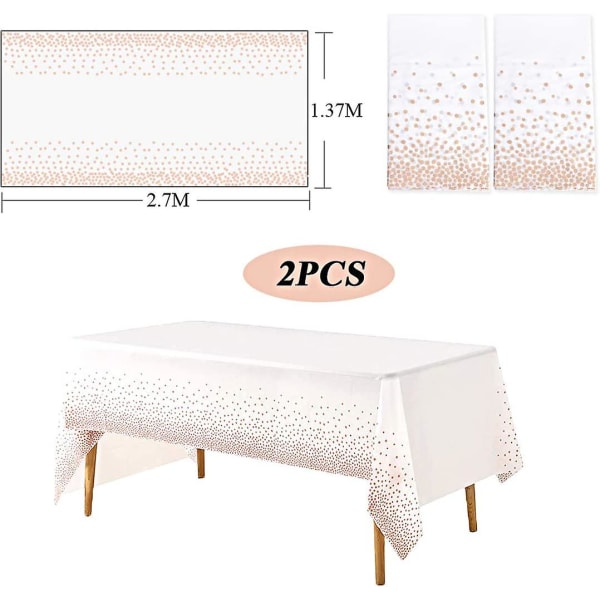 2 stk. Vandafvisende Polka Dot Dug 137x274cm Plastik Let Gennemsigtig Bryllup Fødselsdag Dåb Kommunion Rektangulær Dæksel Linned Spisebord Ta