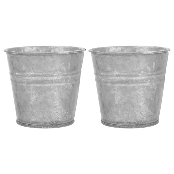 2 stk. Skrivebords Topper Metall Tin Bøtter Landlig Dekorativ Vaser Pitcher Jug Vase Tørket Blomst Bøtte Støpejern Blomsterpotter Sølv 7X7X6CM Silver 7X7X6CM
