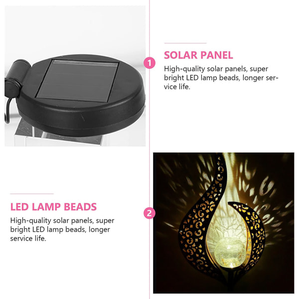 RYI)Solcellelampe med Flammedesign - Havedekoration - Udendørsbelysning